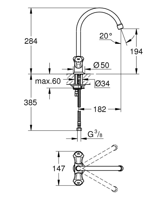 Grohe Costa L Змішувач для кухні, двовентильний (31831001)