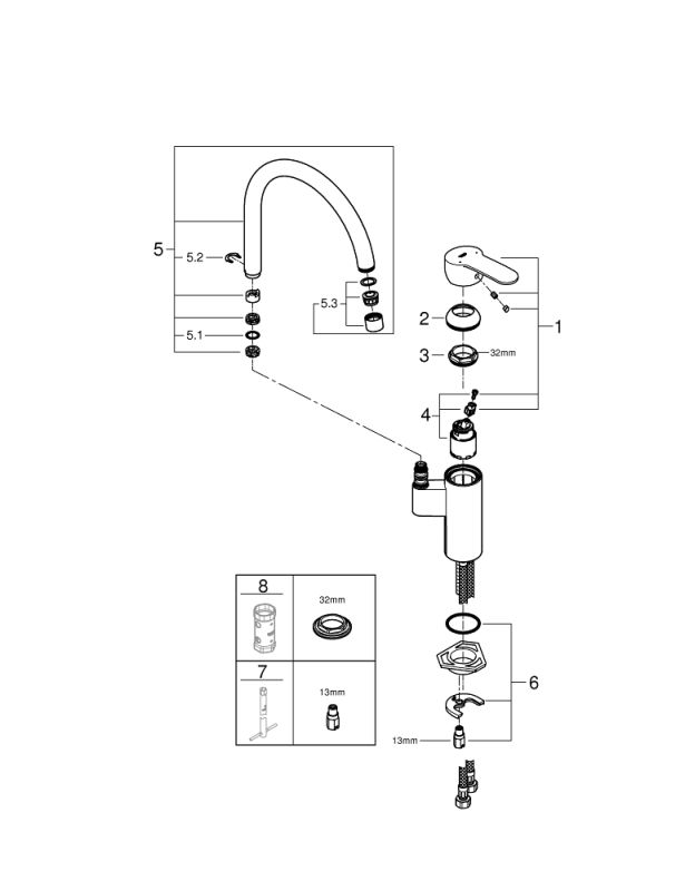 Grohe Eurostyle Cosmopolitan Змішувач для кухні (30221002)