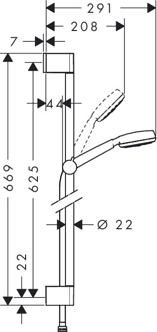 Душевой набор Hansgrohe Crometta 100 1jet/0,65m (26652400)