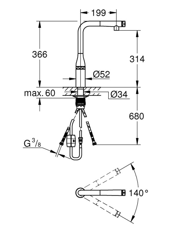 Grohe Essence Змішувач SmartControl для мийки (31615DC0)