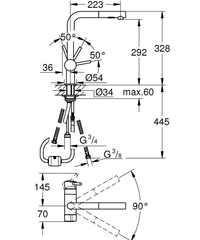 Minta Смеситель для кухни Grohe с вентилем (31558AL0)