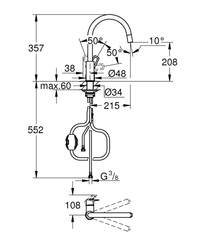 BauLoop New Смеситель для кухни Grohe (30543000)