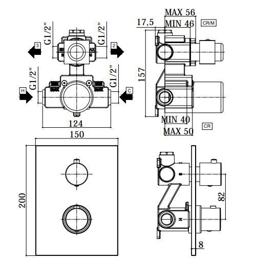 Термостатичний змішувач для душу Paffoni Light LIQ518CR