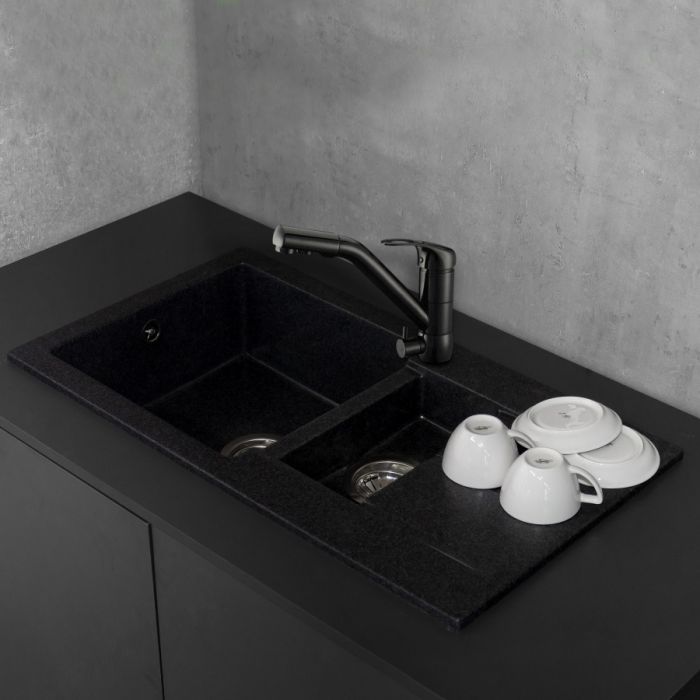 Кухонна мийка Fancy Marble Alabama Чорна