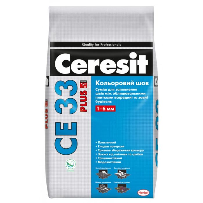 Затирка Ceresit CE-33 Plus 114 серый, 5 кг
