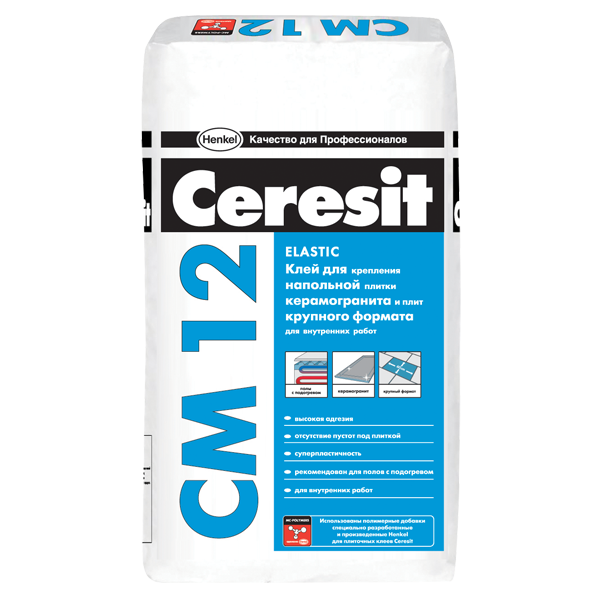 Клей для плитки и керамогранита Ceresit CM 12 (25кг)