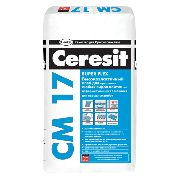 Клей еластичний для плитки Cerasit CM 17 Super Flexible (25кг)