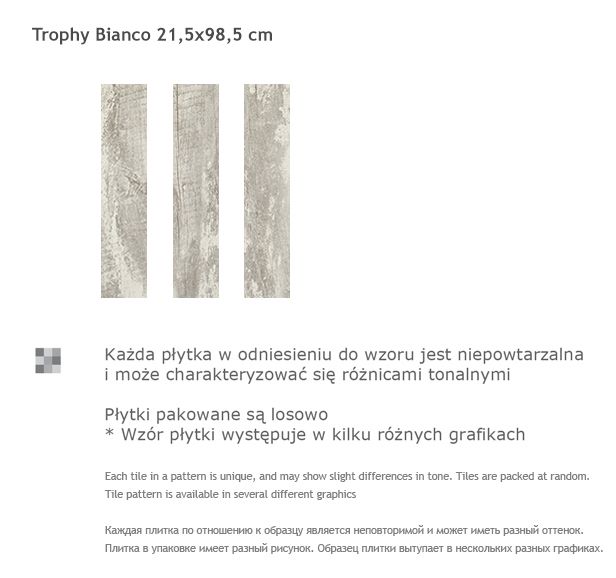 Плитка Paradyz Trophy Bianco 215х985
